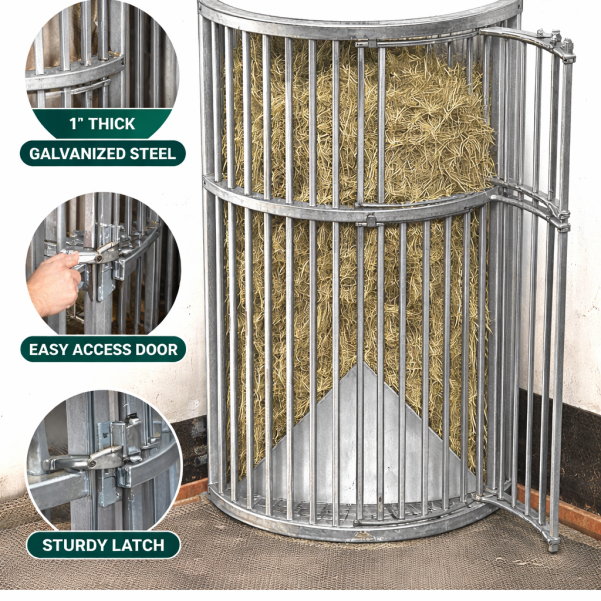 Heavy Duty Galvanised Full-Height Hay Feeder for the Stable