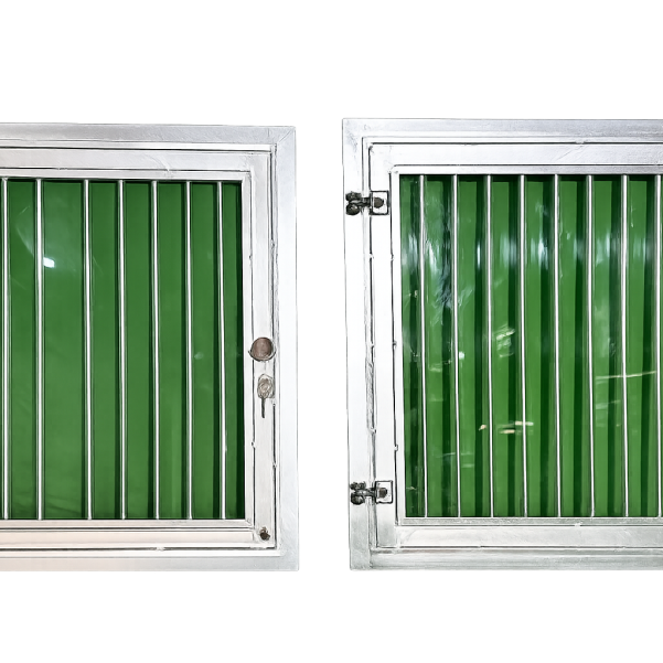 Window with SS Hinge outside transparent PC panel inside with grills HHBW03