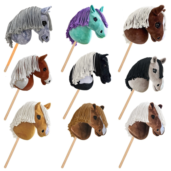 Equimed Hobby Horse Collection – Tonto, Magpie, Puffin, Thomas, Bingo, Jackpot, Pancake & Jelly Tott | Moulded Head Stick Horses for Kids | Largest Size 75 cm × 39 cm | Soft Plush Ride-On Toy Ponies for Ages 3+