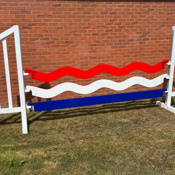 Wooden wavy planks 300cm long, 4cm Thickness x 35cm RED WHITE OR BLUE