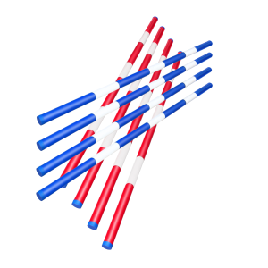 Equimed Plastic Show Jump Poles Pack of 8 – 3m x 95mm – 4 Red/White & 4 Blue/White – 4.5kg Training Poles