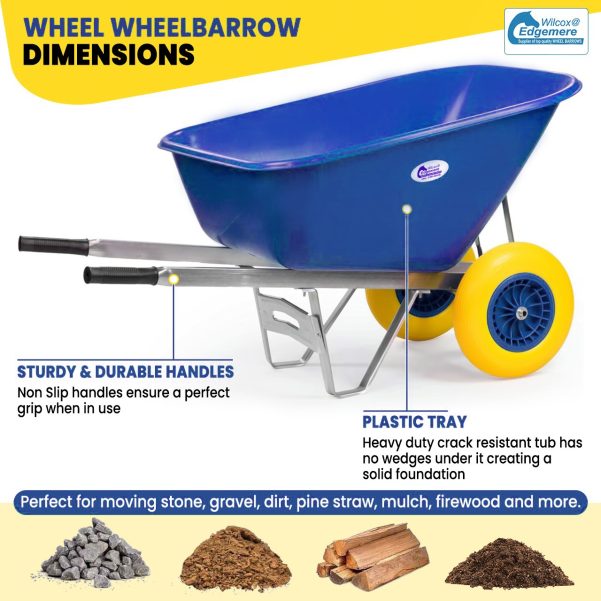 Bertie Barrow 200 litre twin wheel Blue yellow wheels  (FREE DELIVERY)