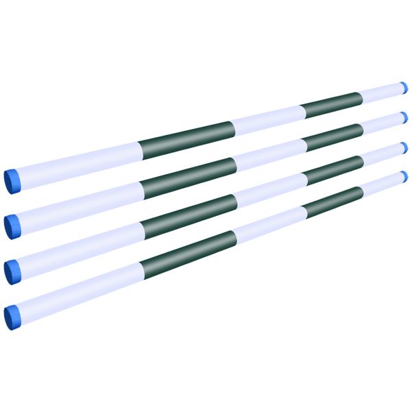 EquiMed 2m x 75mm Plastic Poles – Buy 1,2,3, or 4 – White with Green Stripe – Hobby Horse & Children’s Show Jump Poles