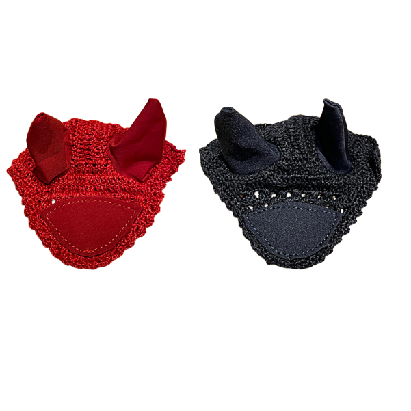 Equimed Handmade Crochet Toy Pony Fly Hood – Red or Black,  (Toy Pony Sold Separately)