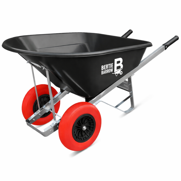 Bertie Barrow 160 litre twin wheel Black Red wheels (FREE DELIVERY)