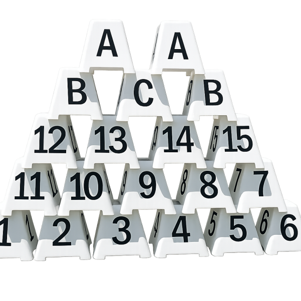 Showjump Number Set 1–15 with A, B, C Letters – Full Course Markers – White
