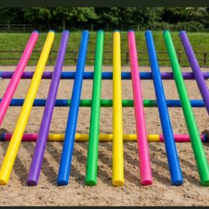 (SPECIAL OFFER WHILE STOCKS LASTS) Plastic Show jump poles in packs of 2, 4 or 6. Lightweight, 2.95m long x 95cm
