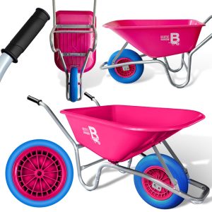 110L Pink Heavy Duty Garden Wheelbarrow with Reinforced Tyre