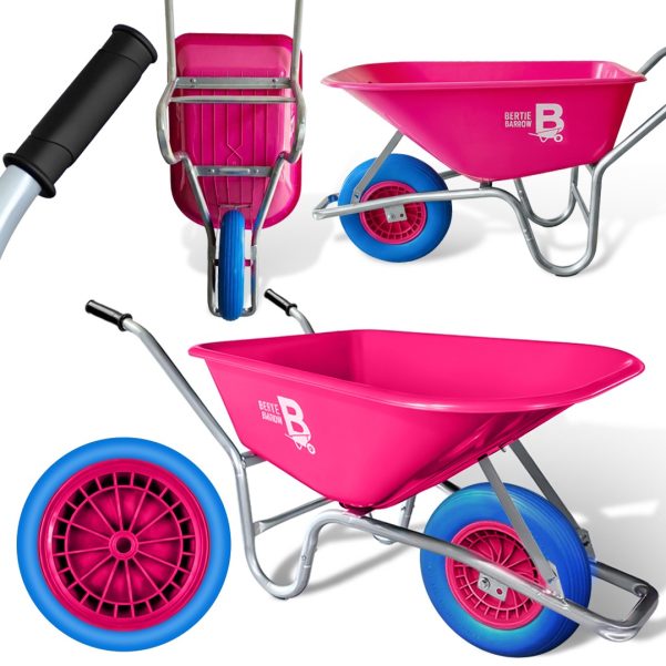 110L Pink Heavy Duty Garden Wheelbarrow with Reinforced Tyre