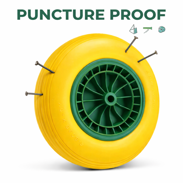 Bertie Barrow Puncture Proof Wheelbarrow Wheel 4.80/4.00-8 – Solid PU Tyre