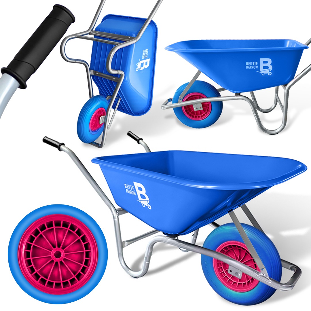 110L Blue Heavy Duty Garden Wheelbarrow with Reinforced Tyre