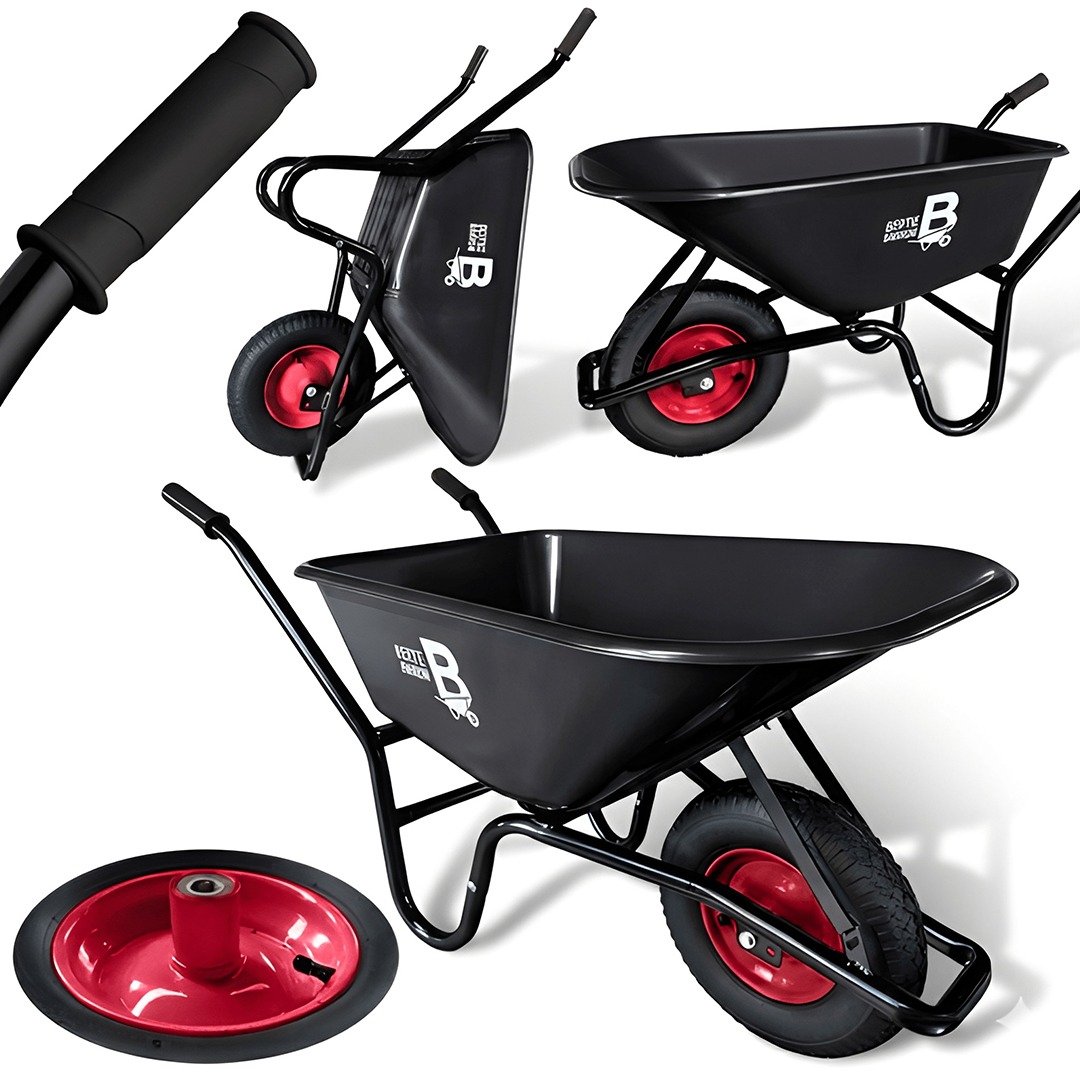 Heavy Duty 100L Wheelbarrow | 250kg Load | Pneumatic Tyre Garden Trolley Cart