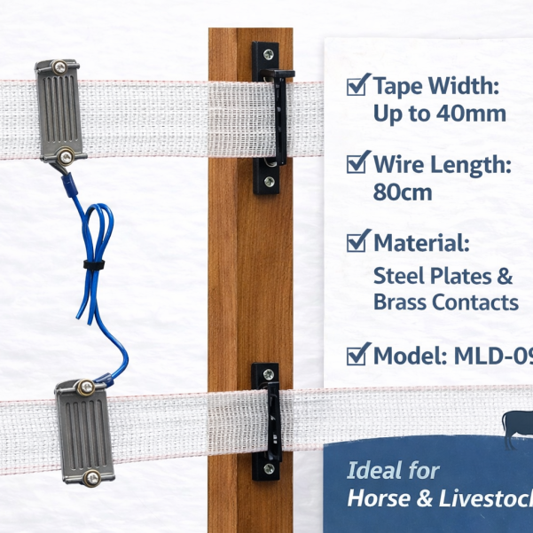 Equirail Electric Fence Energizer Connection Cable – 100cm Lead Wire with Stainless Steel Connector – M6 Terminal for Electric Fence Energisers & Grounding Systems