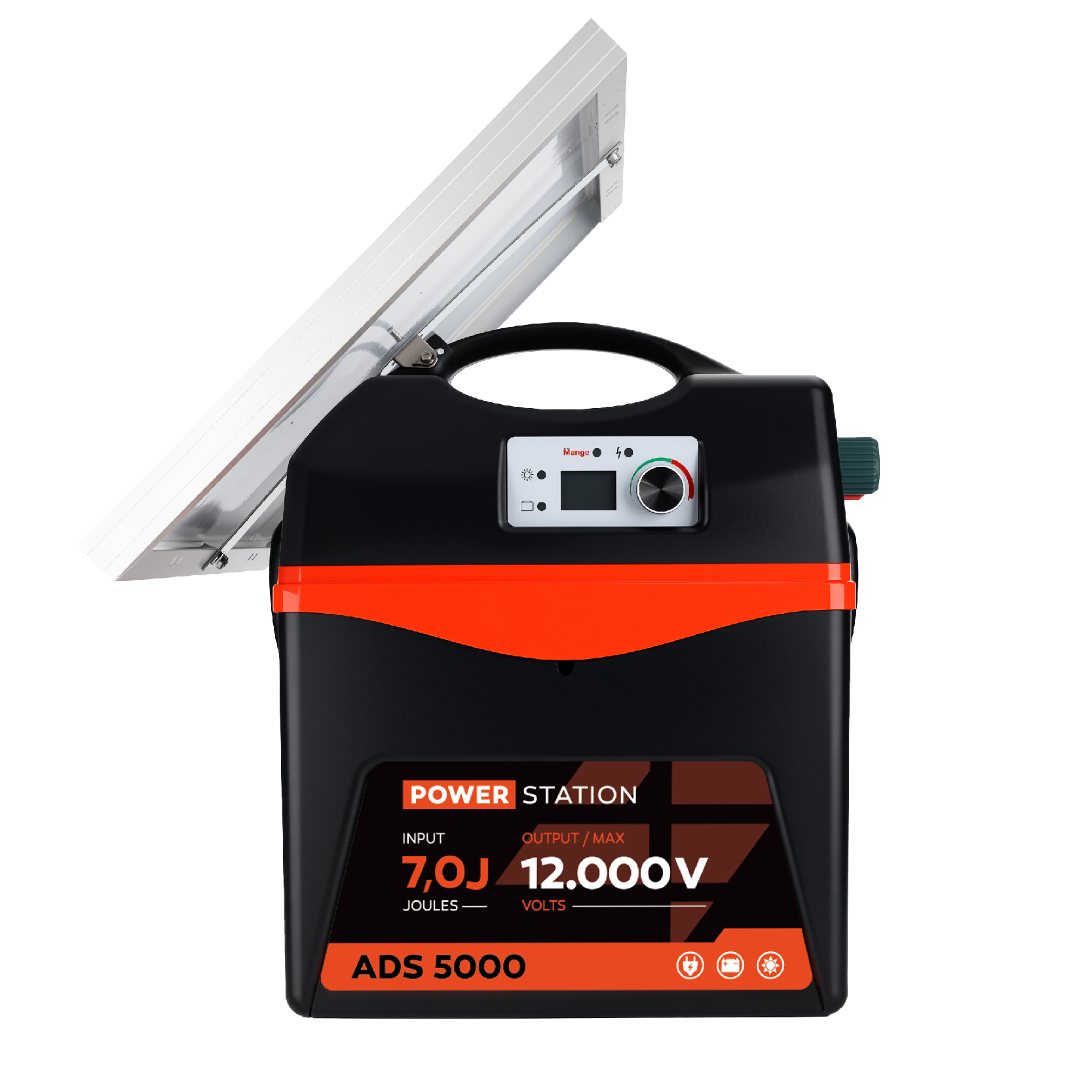 ADS 5000 Electric Fence Energizer – 7 Joule Output, 12,000V Max, Dual Power 230V / 12V Battery / Solar Compatible, LCD Display, Adjustable 5–12kV, Up to 100km Coverage