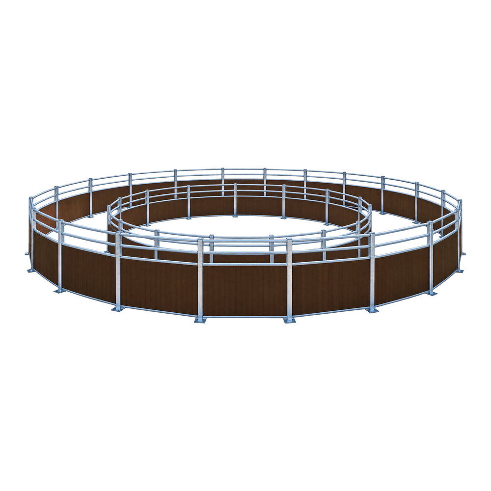 Curved Steel Tube Horse Walker Fence, Outer with Solid HDPE Panels